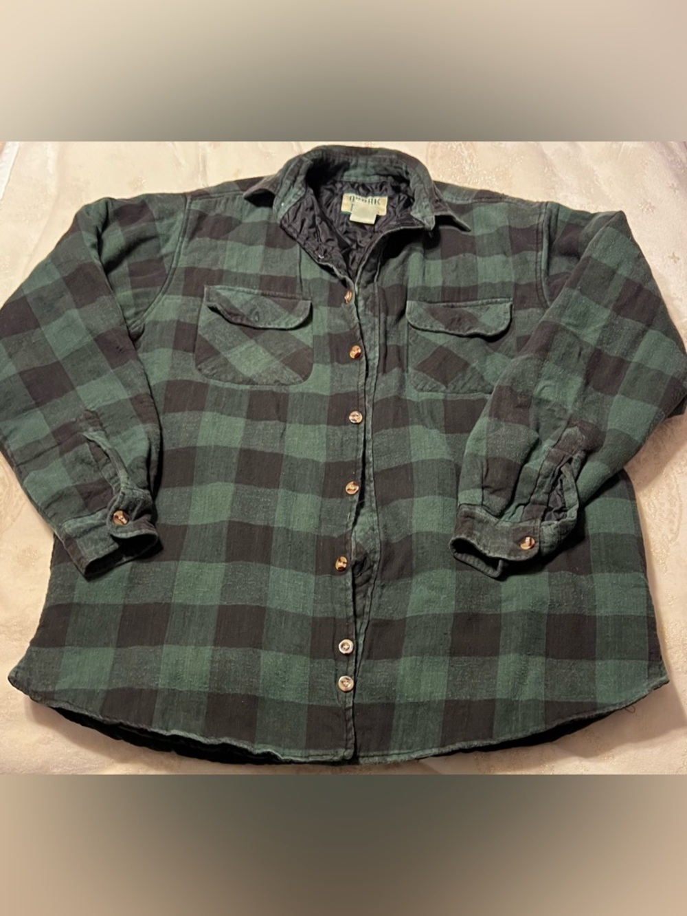 Vintage Ozark Trail Shirt Jacket Mens LT Plaid Quilted Flannel Lined Workwear